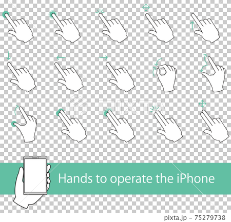 Smartphone tablet operation hand icon material set - Stock Illustration ...