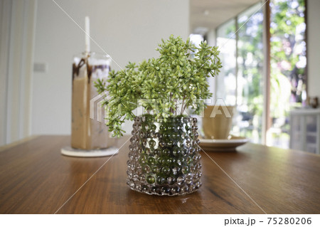 Iced chocolate mocha on wooden table Iced chocolate mocha on wooden table 75280206