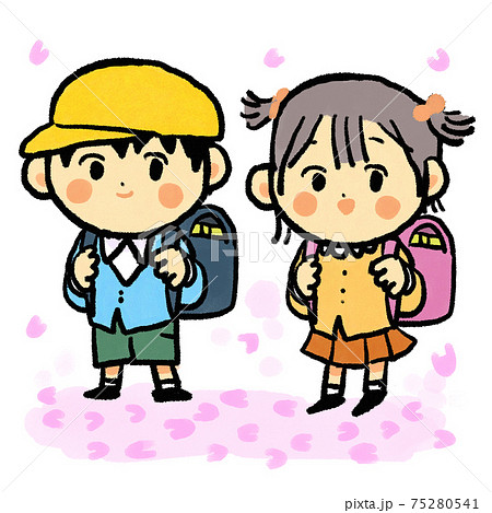 入学式の男の子と女の子 入学式の男の子と女の子 75280541