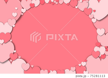 母の日素材 パステル調の赤色ハートが集まって形作られた楕円フレーム 横 他色有り 75281113