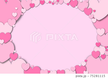 母の日素材 パステル調の桃色ハートが集まって形作られた楕円フレーム 横 他色有り 75281115
