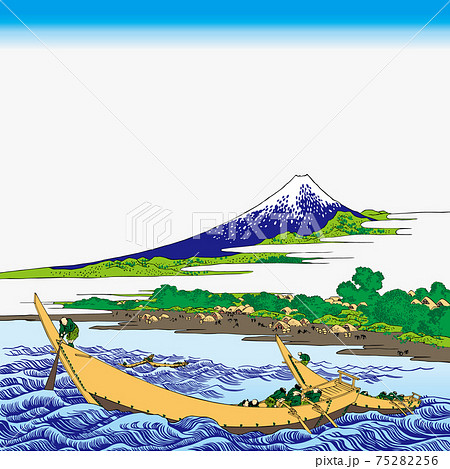 葛飾北斎イメージ東海道江尻田子の浦略図明るいバージョン正方形の