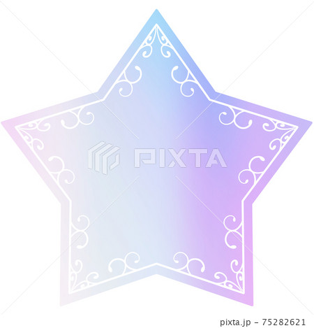 星型の唐草フレーム オーロラカラーのイラスト素材