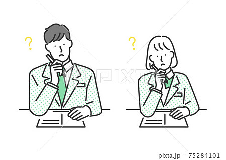 勉強をする男子学生と女子学生のイラスト素材 75284101