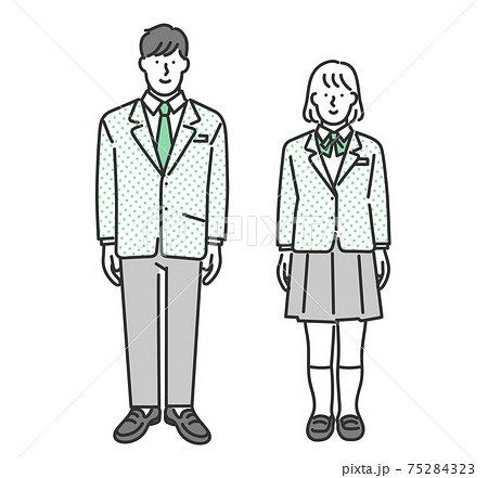 男子学生と女子学生の全身イラスト素材 75284323