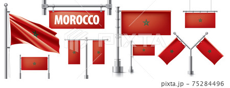 Vector set of the national flag of Morocco in various creative designs 75284496