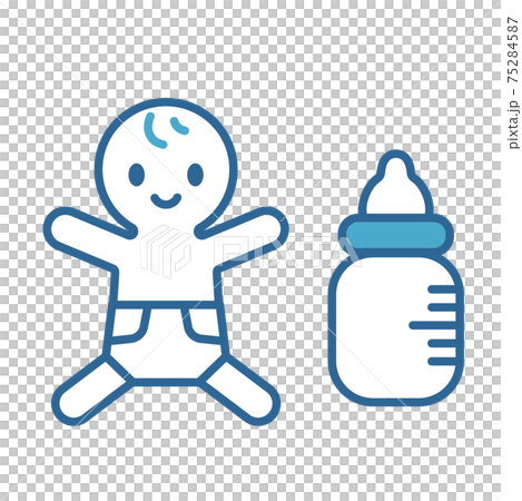 赤ちゃんとミルクのアイコン・ピクトグラム 75284587