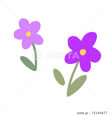 かわいいお花2輪 薄紫と紫 のイラスト素材