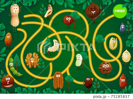 Kids game maze with cute nuts cartoon characters 75285837