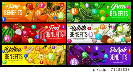 Color diet benefit, healthy nutrition rainbow food Color diet benefit, healthy nutrition rainbow food 75285858