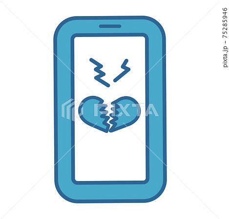 スマートフォンに表示された壊れたハートのアイコンイラストのイラスト素材 75285946 Pixta