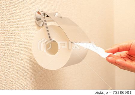 トイレットペーパーを手で引き出す 75286901