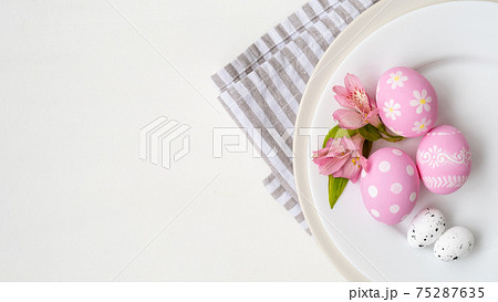 healthy nutrition protein diet easter eggs plate healthy nutrition protein diet easter eggs plate 75287635