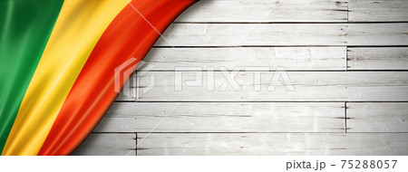 Mali flag on old white wall banner 75288057