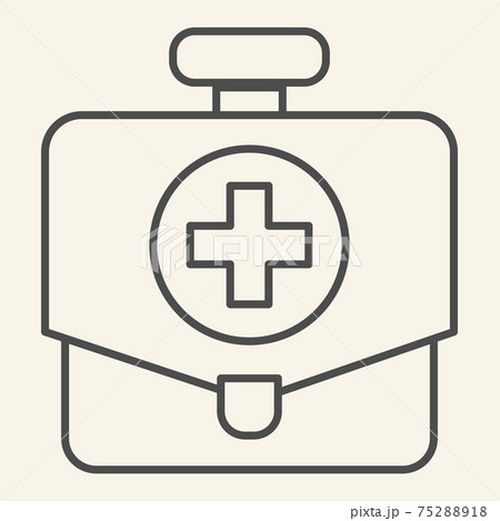 First aid kit thin line icon. Doctor medical bag box outline style pictogram on white background. Medicine chest for mobile concept and web design. Vector graphics. 75288918