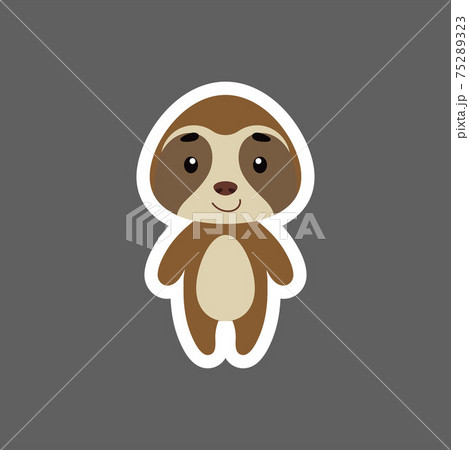 Cute little baby sloth sticker. Cartoon animal character for kids cards, baby shower, birthday invitation, house interior. Bright colored childish vector illustration in cartoon style. 75289323