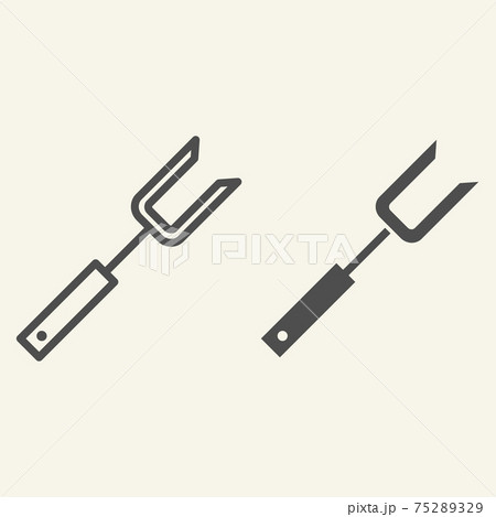 Grill Fork line and solid icon. Barbecue steel fork symbol, outline style pictogram on beige background. Bbq cooking utensils sign for mobile concept and web design. Vector graphics. Grill Fork line and solid icon. Barbecue steel fork symbol, outline style pictogram on beige background. Bbq cooking utensils sign for mobile concept and web design. Vector graphics. 75289329