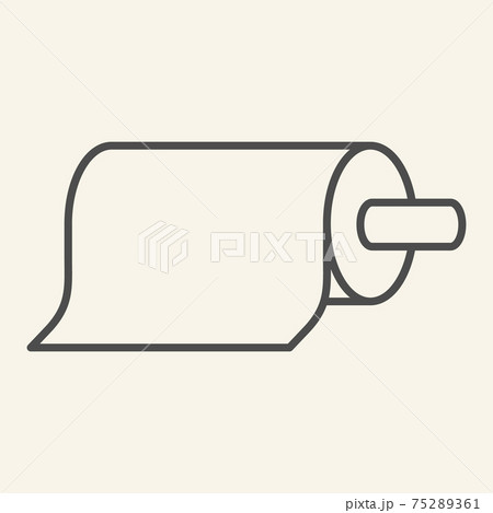 Roll paper towel thin line icon. Kitchen napkins roll on handle symbol, outline style pictogram on beige background. Kitchen tissue sign for mobile concept and web design. Vector graphics. Roll paper towel thin line icon. Kitchen napkins roll on handle symbol, outline style pictogram on beige background. Kitchen tissue sign for mobile concept and web design. Vector graphics. 75289361
