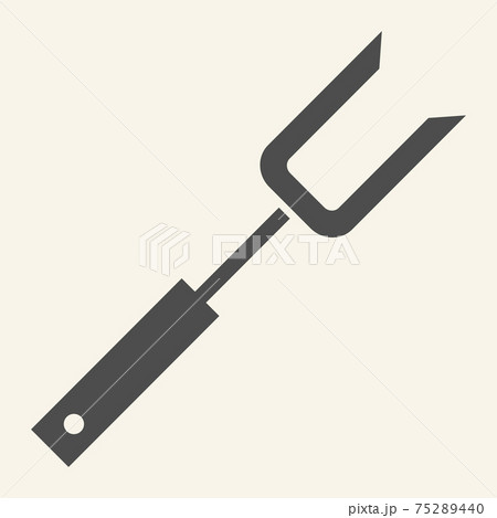 Grill Fork solid icon. Barbecue steel fork symbol, glyph style pictogram on beige background. Bbq cooking utensils sign for mobile concept and web design. Vector graphics. 75289440