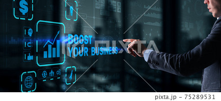 Boost your business on Virtual screen. Business Technology Internet and network concept Boost your business on Virtual screen. Business Technology Internet and network concept 75289531