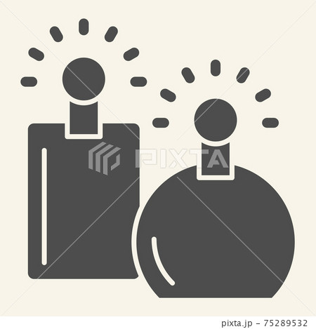 Perfumes solid icon. Two perfume fragrance bottles symbol, glyph style pictogram on beige background. Perfumery sign for mobile concept and web design. Vector graphics. 75289532