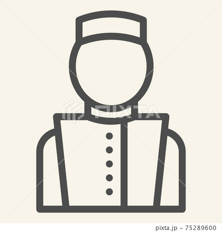Concierge line icon. Hotel porter symbol, outline style pictogram on beige background. Bellboy in uniform sign for mobile concept and web design. Vector graphics. 75289600