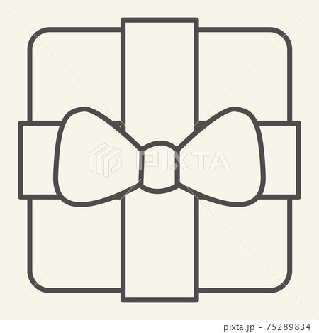 Gift thin line icon. Christmas present box with bow outline style pictogram on white background. New Year or Xmas giftbox for mobile concept and web design. Vector graphics. Gift thin line icon. Christmas present box with bow outline style pictogram on white background. New Year or Xmas giftbox for mobile concept and web design. Vector graphics. 75289834