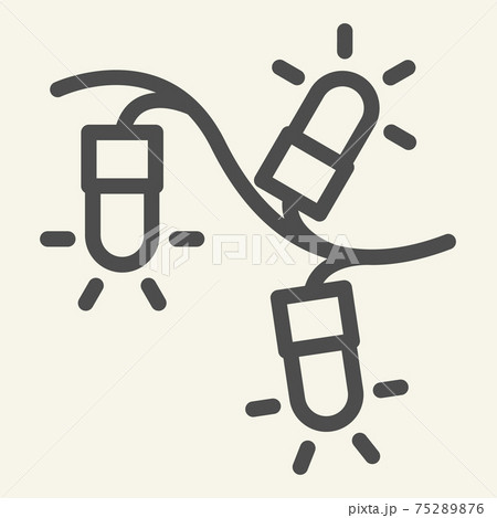 Garlands line icon. Christmas lights outline style pictogram on white background. Glowing light bulb for Xmas and New Year decoration for mobile concept and web design. Vector graphics. 75289876