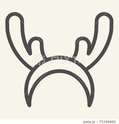 Deer horns cloth line icon. Reindeer mask outline style pictogram on white background. Funny Christmas reindeer horns hoop for mobile concept and web design. Vector graphics. 75289882