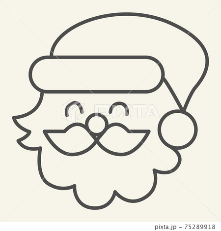 Santa Claus thin line icon. Santa face with hat and beard outline style pictogram on white background. Happy New Year signs for mobile concept and web design. Vector graphics. 75289918