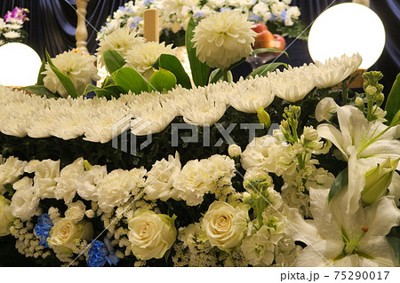 白菊でラインをとった花祭壇 白菊でラインをとった花祭壇 75290017