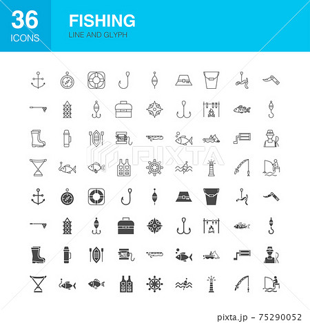 Fishing Line Web Glyph Icons 75290052