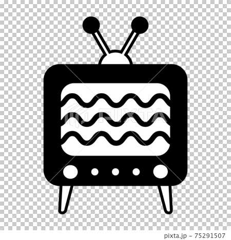 アナログテレビの白黒イラストのイラスト素材