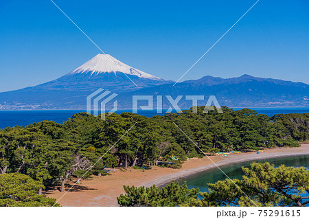 Shizuoka Prefecture) Mt. Fuji seen from - Stock Photo
