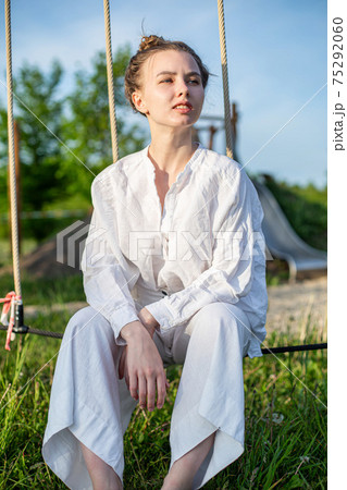 White girl with blonde hair outside White girl with blonde hair outside 75292060