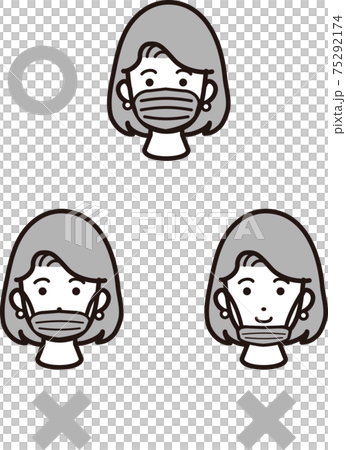 Female mask wearing request Corona virus face icon person illustration material 75292174