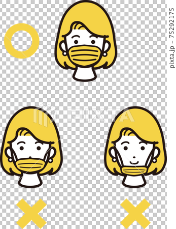 Female mask wearing request Corona virus face icon person illustration material 75292175