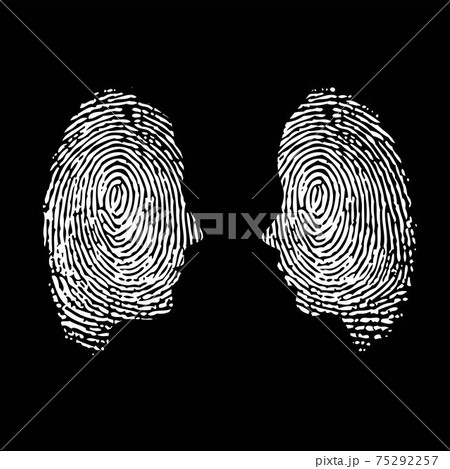 Fingerprint ID woman and man white silhouettes 75292257