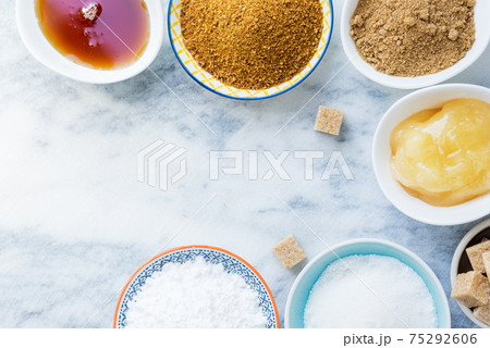 Different Kinds of Sugar and Sweeteners in the Bowls 75292606