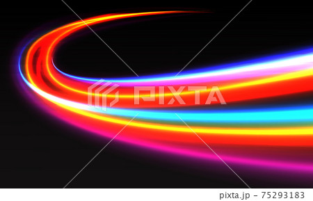 Abstract colorful high speed lights motion dynamic curve on black background vector illustration. Abstract colorful high speed lights motion dynamic curve on black background vector illustration. 75293183