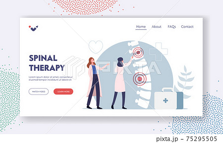 Backache, Back Pain Treatment, Medicine Diagnosis, Health Care Landing Page Template. Doctor Presenting Sore Human Spine Backache, Back Pain Treatment, Medicine Diagnosis, Health Care Landing Page Template. Doctor Presenting Sore Human Spine 75295505