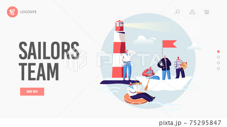 Sailors Landing Page Template. Ship Crew Characters in Uniform at Beacon in Ocean. Captain, Sailors on Paper Boat Sailors Landing Page Template. Ship Crew Characters in Uniform at Beacon in Ocean. Captain, Sailors on Paper Boat 75295847