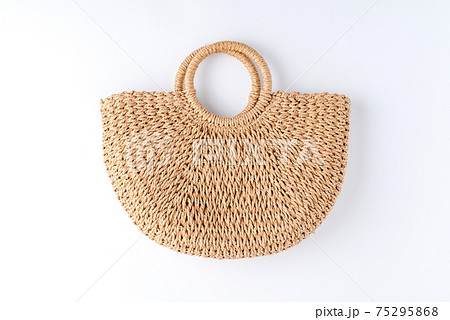 Women straw bag isolated on white background 75295868