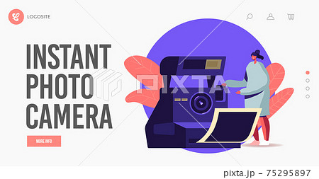 Woman Photographer with Photo Camera Making Flash Pictures Landing Page Template. Creative Hobby, Traveling or Work Woman Photographer with Photo Camera Making Flash Pictures Landing Page Template. Creative Hobby, Traveling or Work 75295897