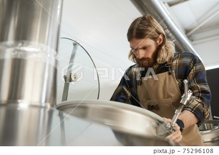 Bearded Man Working at Brewery Bearded Man Working at Brewery 75296108