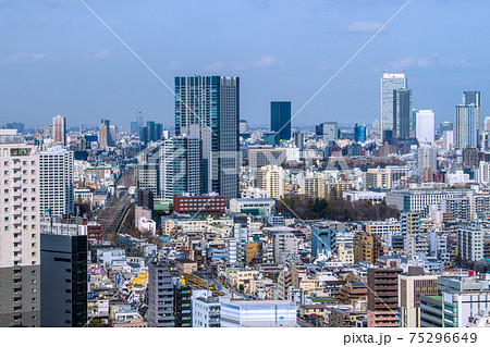 日本の東京都市景観　大規模複合開発・新宿のオフィスビルや池袋副都心（画面右上）などを望む 75296649