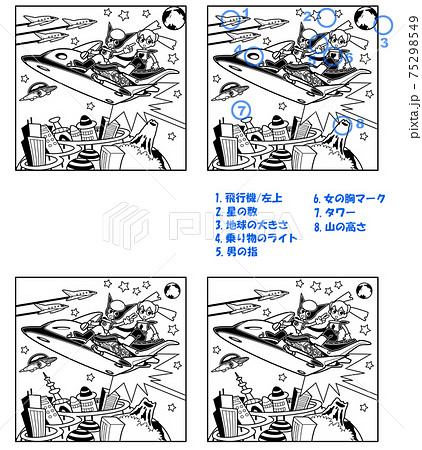 未来都市（間違い探しー答えつき） 75298549