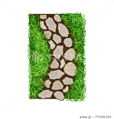 Walkway of Rough Cobblestones Rested on Green Lawn Grass as Landscape Design Vector Illustration 75300104