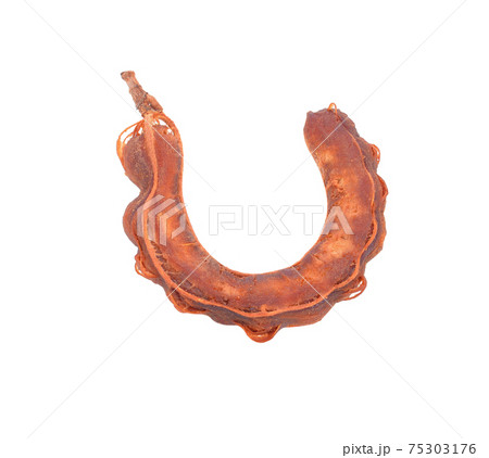 Tamarind fruit top view on white background. 75303176