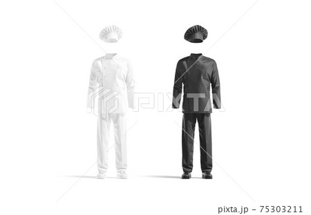 Blank black and white chef uniform mockup set, front view Blank black and white chef uniform mockup set, front view 75303211